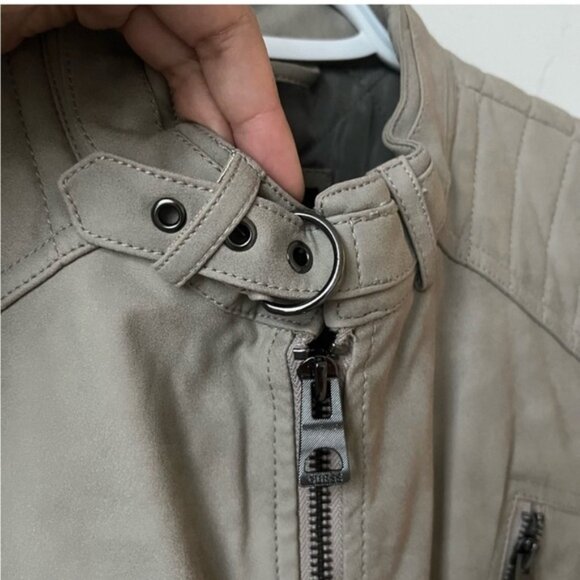 Guess NWT Mens Grey Quilted motorcycle drew suedes Jacket size XS - Picture 4 of 12